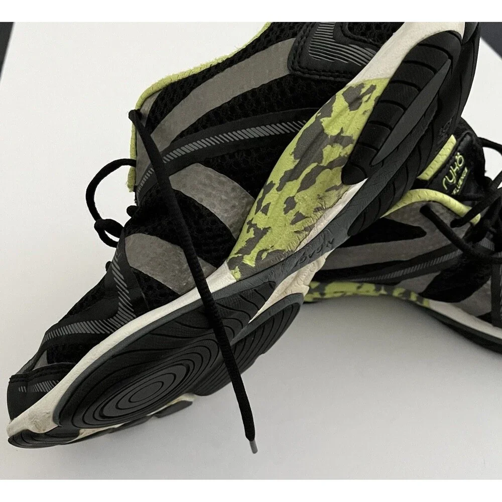 Ryka Influence Womens Training Shoes Black Grey Lime Green sz 9M Studio Dance